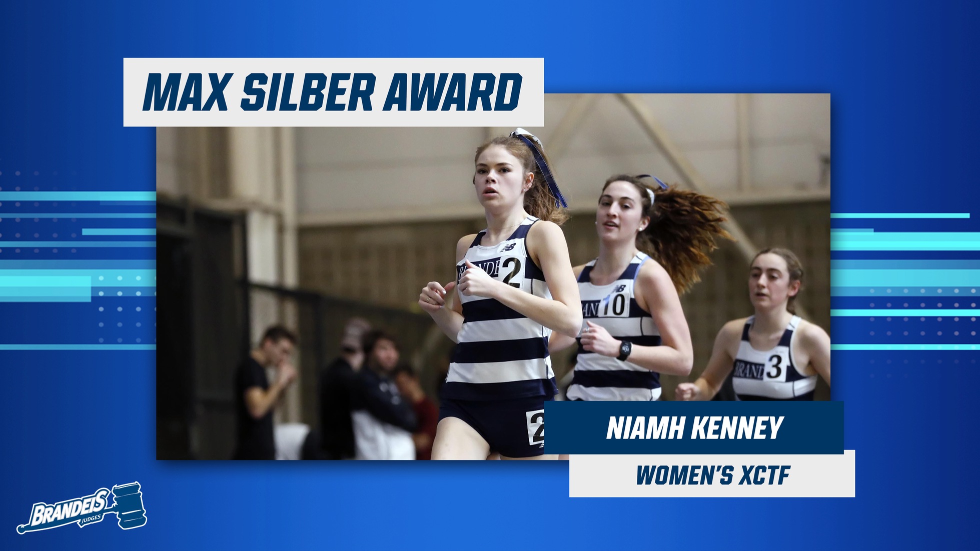 Max I Silber Award Winner Niamh Kenney running indoor track. 