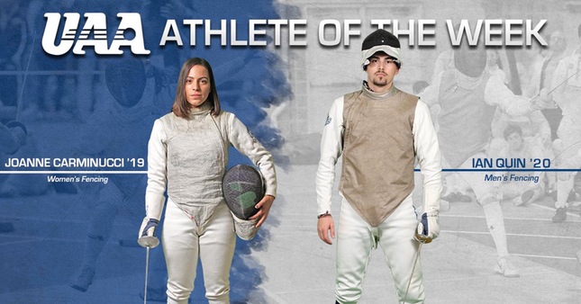 UAA Fencers of the Week Joanne Carminucci '19 and Ian Quin '20