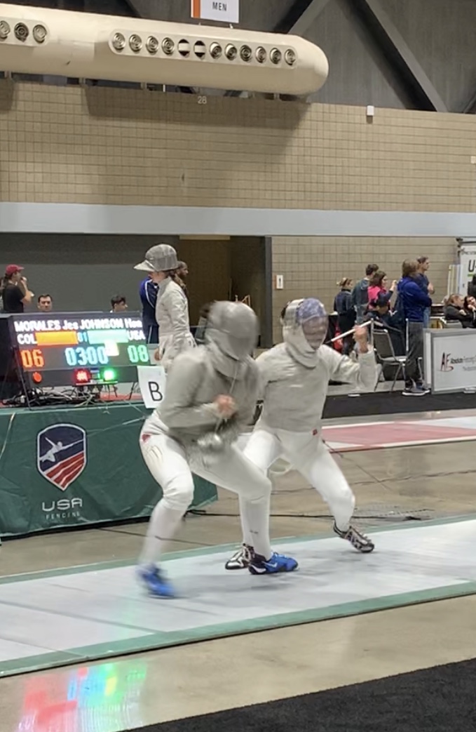 Jessica Morales '23 on the left, fencing at a US national team trial.
