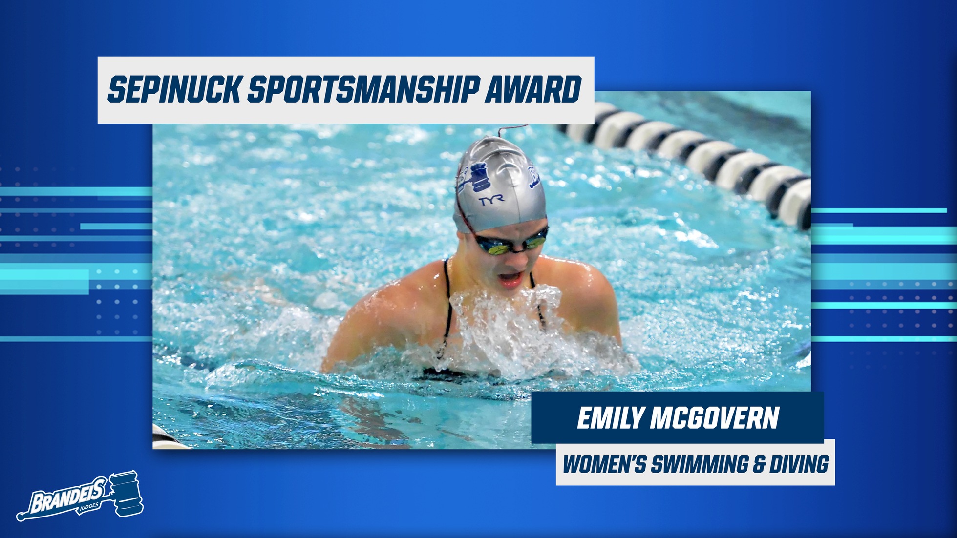 Morris Sepinuck Sportsmanship Award Winner Emily McGovern swimming the breaststroke. 