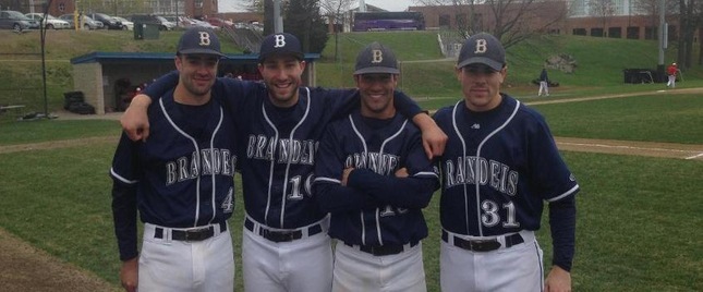 The Brandeis seniors before today's game