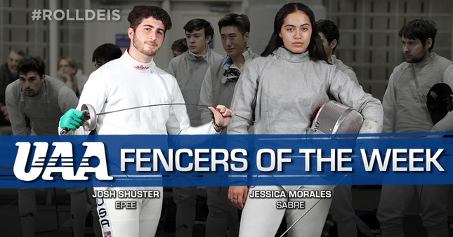UAA Fencers of the Week Josh Shuster '24 and Jessica Morales '24