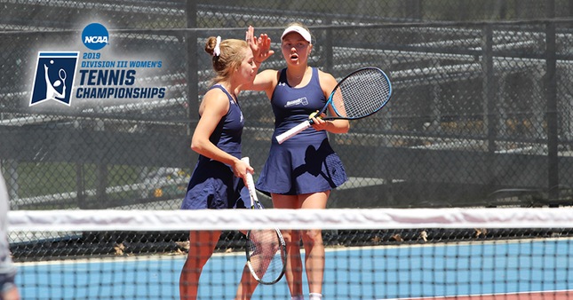 Olivia Leavitt '19 and Lauren Bertsch '21 in the 2nd round of the NCAA tournament (photo by Andrew Vatistas)